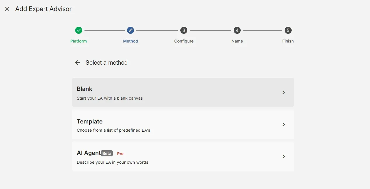 Choose how to start EA