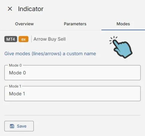 upload indicator success with modes